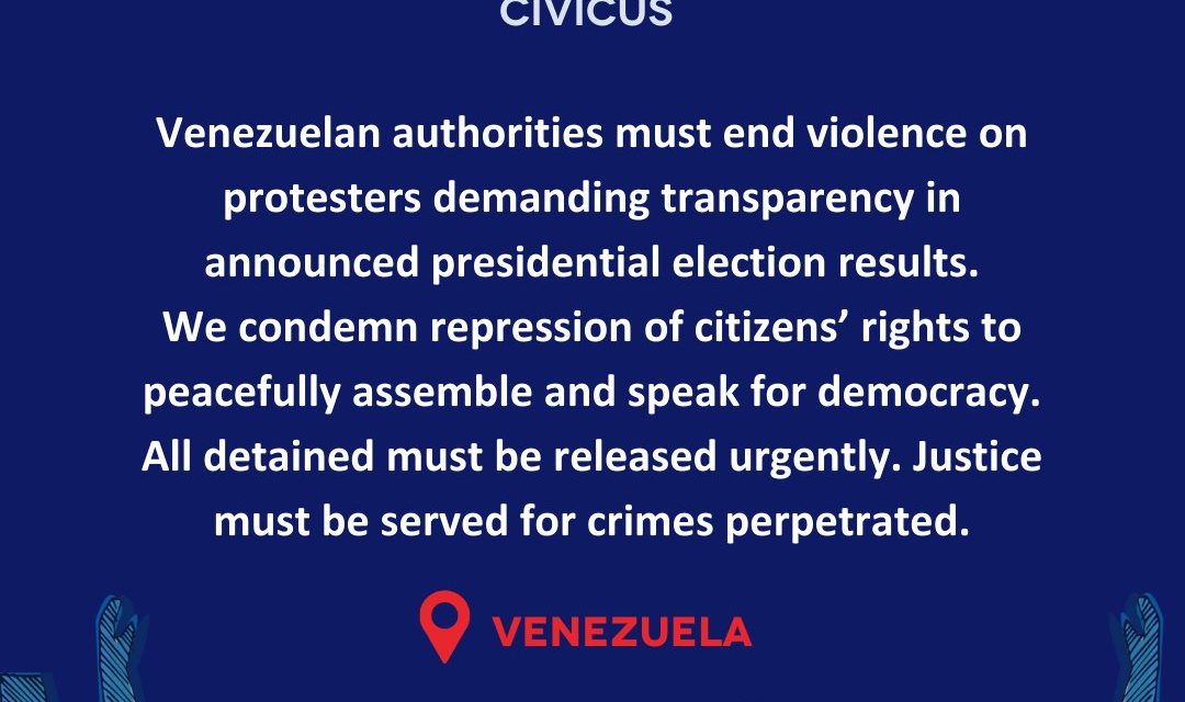 Las autoridades venezolanas deben poner fin a la violencia contra las manifestantes que exigen transparencia en los resultados anunciados en la elecciones presidenciales